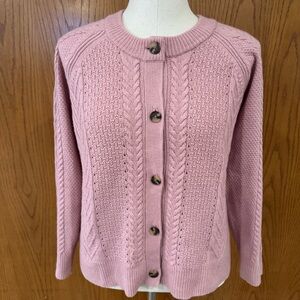 Croft & Barrow Pink Cable Knit Cardigan